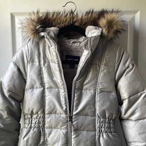 Lands End Girls long puffer grey size medium 10-12.